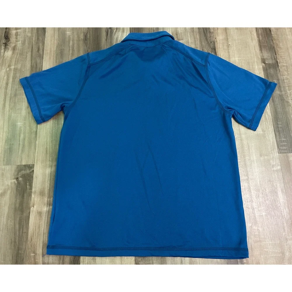 The North Face Shirt Men's Sz L Blue Polo Logo Golf Tennis Activewear Mesh Line
